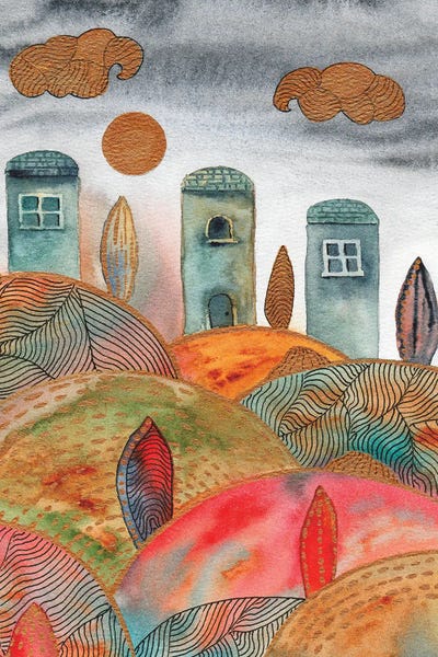 Watercolor Landscape & Line Art II by Viviana Gonzalez metal wall art