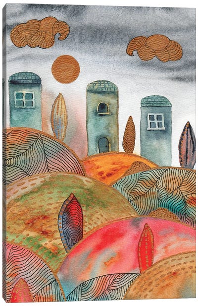 Watercolor Landscape & Line Art II Canvas Art Print - Viviana Gonzalez