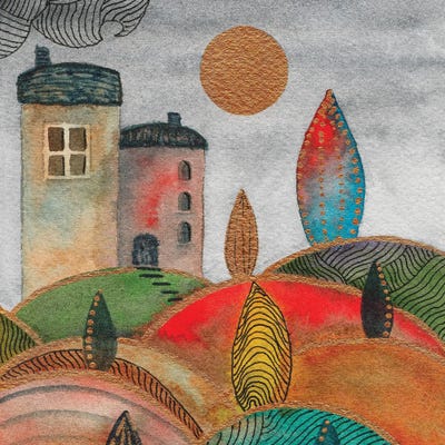 Watercolor Landscape & Line Art III by Viviana Gonzalez metal wall art