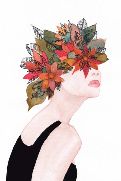 Viviana Gonzalez: Woman In Flowers, Watercolor II by Viviana Gonzalez