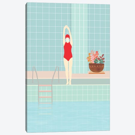 Girl With Red Swimsuit Canvas Print #VGO157} by Viviana Gonzalez Canvas Artwork