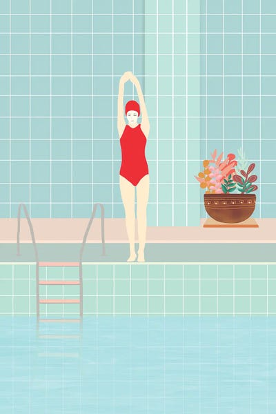Women's Swimsuits: Girl With Red Swimsuit by Viviana Gonzalez