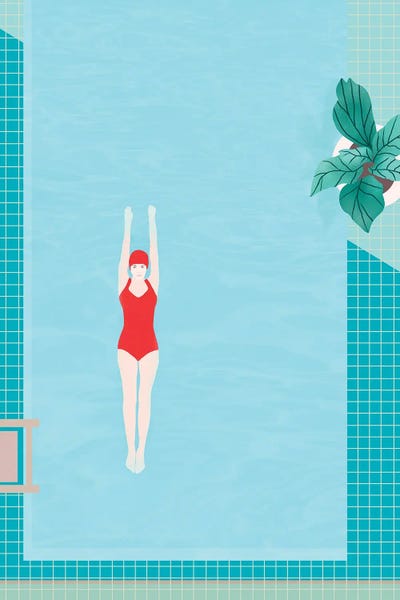 Women's Swimsuits: Girl With Red Swimsuit II by Viviana Gonzalez