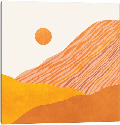 Minimal Abstract Sunset I Canvas Art Print - '70s Sunsets