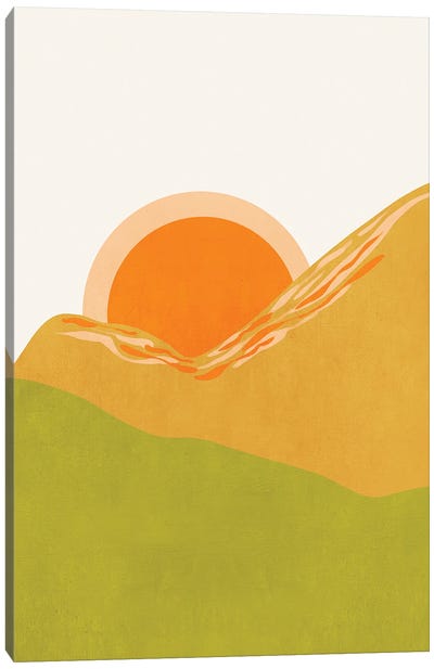 Minimal Abstract Sunset Ii Canvas Art Print - '70s Sunsets