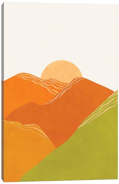 Minimal Abstract Sunset Iii Canvas Art Print - '70s Sunsets