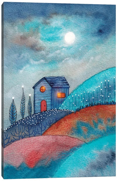 Full Moon In The Mountains Canvas Art Print - Viviana Gonzalez