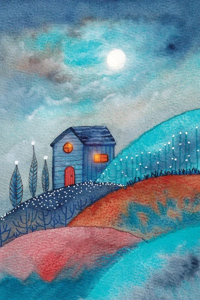 Patchwork Landscapes: Full Moon In The Mountains by Viviana Gonzalez