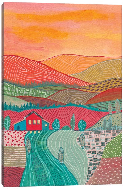 Warm Landscape Canvas Art Print - Similar to David Hockney