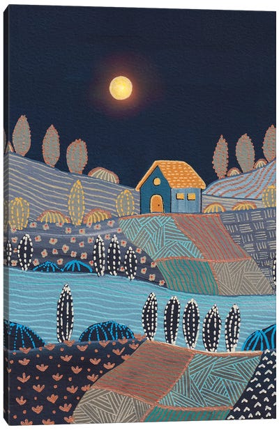Midnight Landscape Canvas Art Print - Patchwork Landscapes