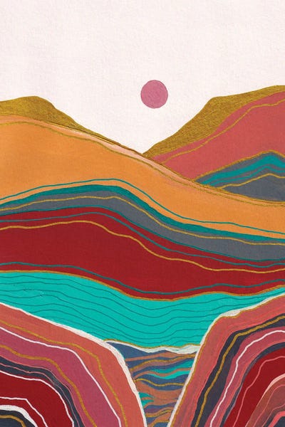 Patchwork Landscapes: Retro Rainbow Landscape II by Viviana Gonzalez