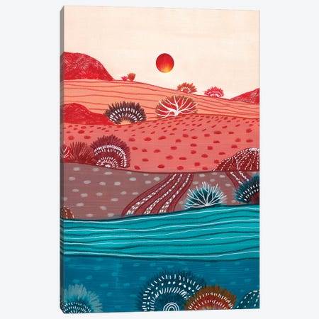 Boho Hills And Red Sun Canvas Print #VGO211} by Viviana Gonzalez Canvas Artwork