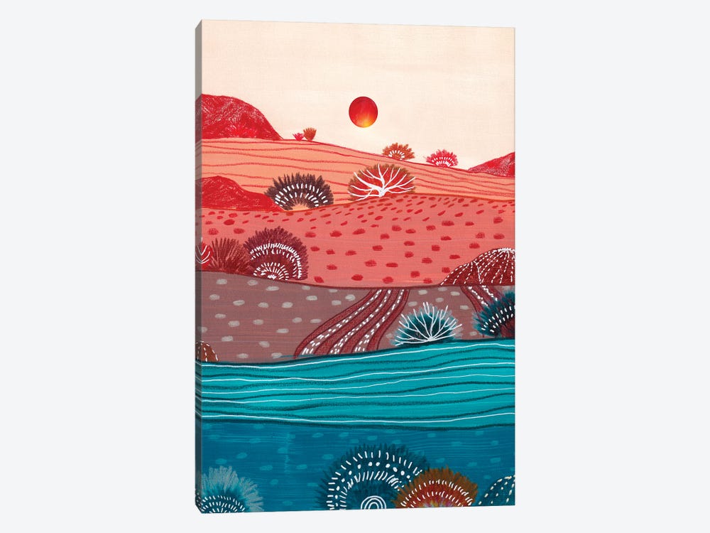 Boho Hills And Red Sun by Viviana Gonzalez 1-piece Art Print
