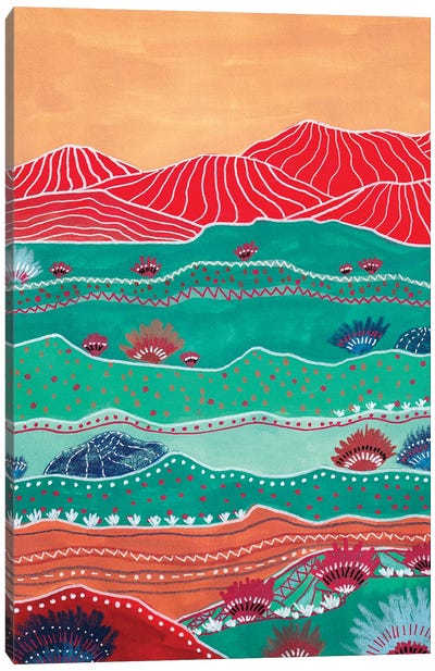 Boho Landscape And Red Mountains Canvas Art Print - Viviana Gonzalez