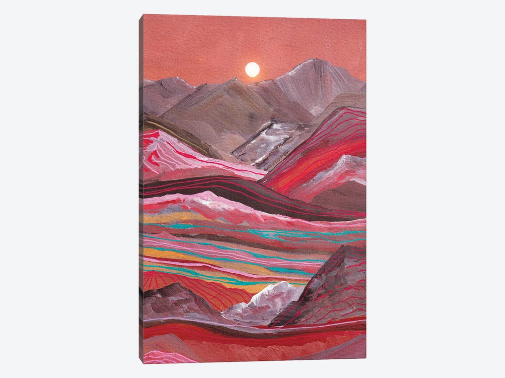 Raibow Mountains And Full Moon by Viviana Gonzalez 1-piece Canvas Wall Art