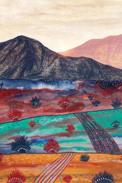 Patchwork Landscapes: Boho Hills In The Sunset by Viviana Gonzalez