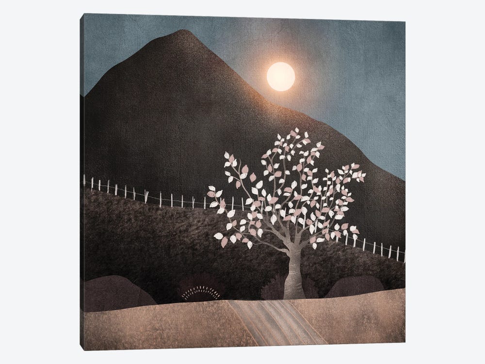 Lone Tree And Full Moon 1-piece Canvas Print