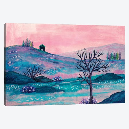 Cottage And Pink Sky Canvas Print #VGO226} by Viviana Gonzalez Canvas Art