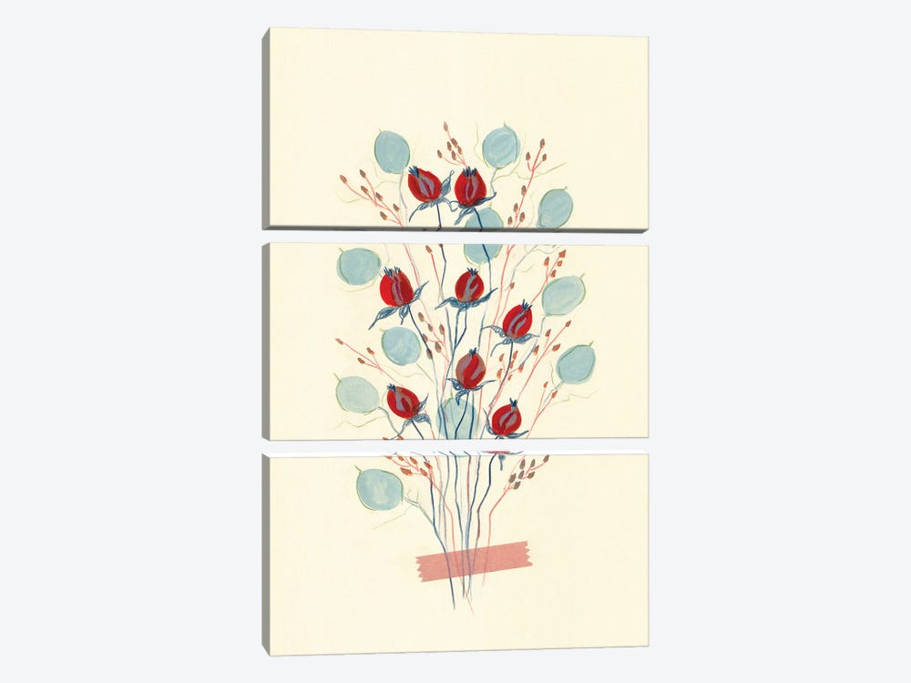 Retro Floral Arrangement I by Viviana Gonzalez 3-piece Canvas Print