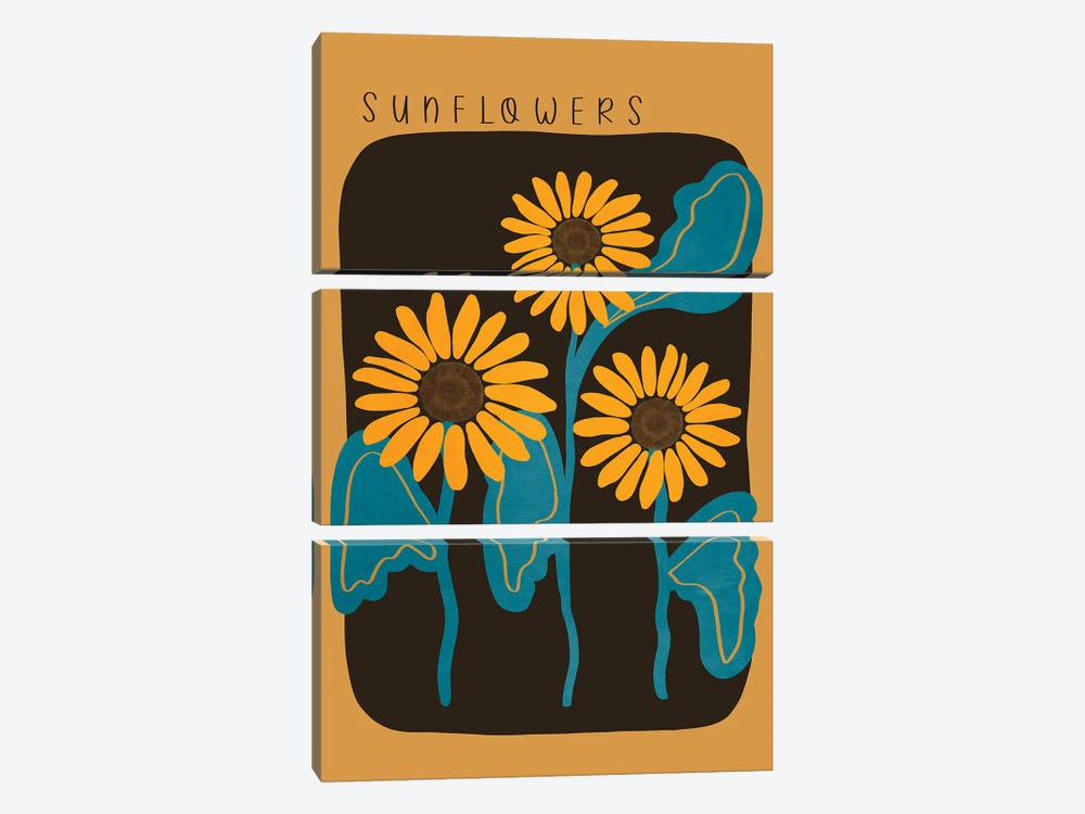 Sunflowers by Viviana Gonzalez 3-piece Canvas Wall Art