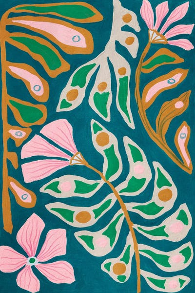 Retro Foliage III by Viviana Gonzalez framed canvas print