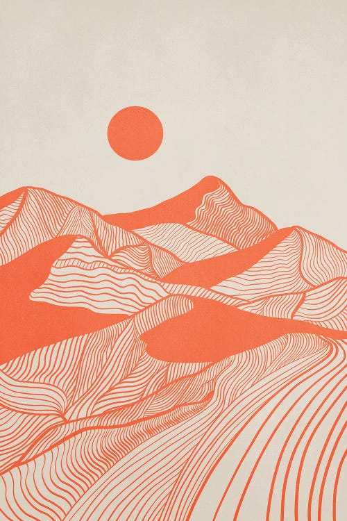 Vintage Mountains Line Art