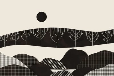 Retro Fusion Landscape I by Viviana Gonzalez framed canvas print