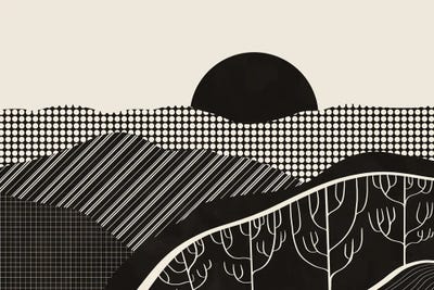 Retro Fusion Landscape II by Viviana Gonzalez framed canvas print