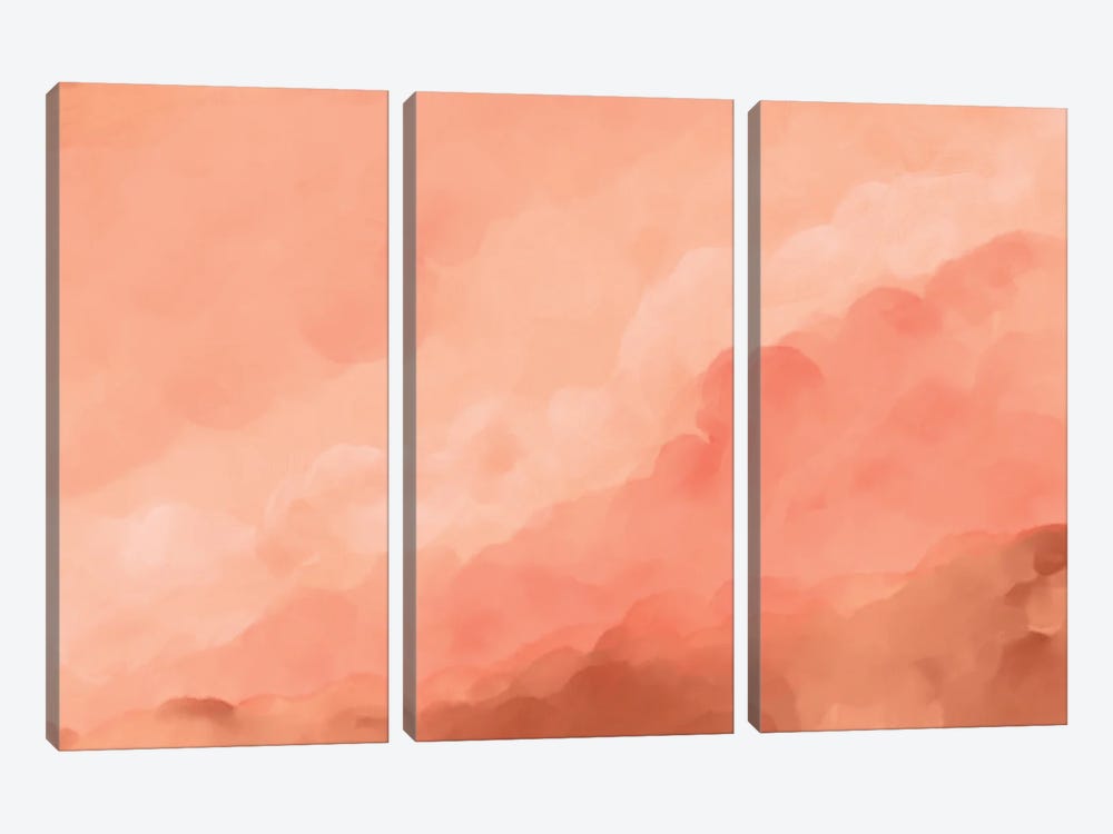 Peach Fuzz Watercolor Clouds by Viviana Gonzalez 3-piece Canvas Art Print