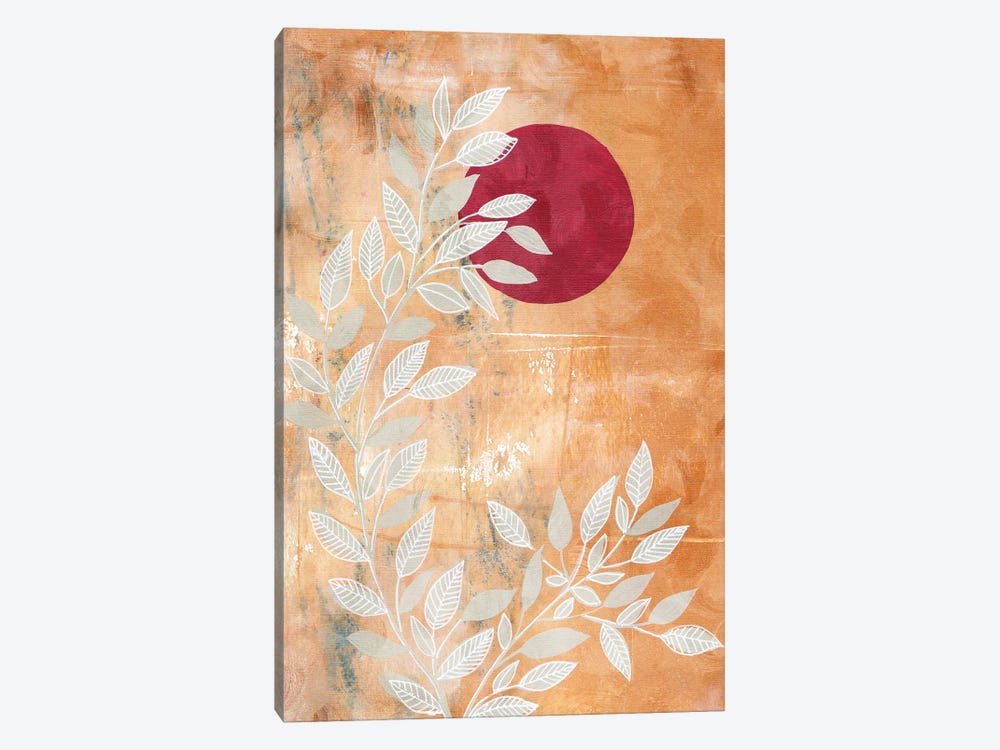 Red Sun And Leaves by Viviana Gonzalez 1-piece Canvas Art