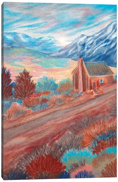 Cottage And The Blue Sky Canvas Art Print - Viviana Gonzalez