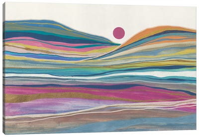 Retro Rainbow Landscape III Canvas Art Print - Hill & Hillside Art