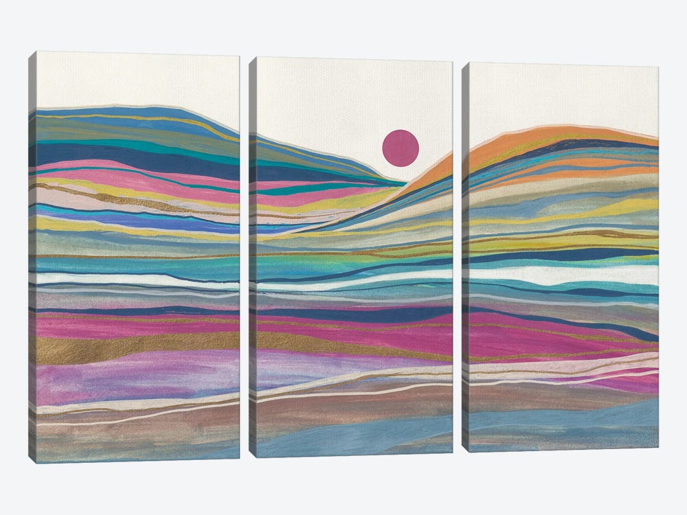Retro Rainbow Landscape III by Viviana Gonzalez 3-piece Canvas Art Print