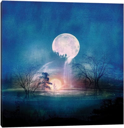 Moon Above, Sun Below Canvas Art Print - Spooky Scenes