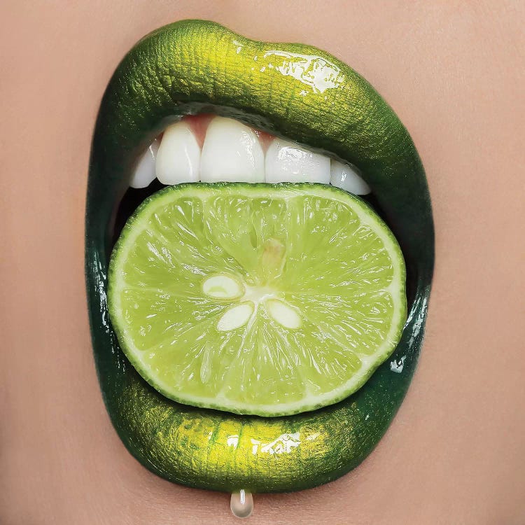 Lime Lips Canvas Art by Vlada Haggerty | iCanvas