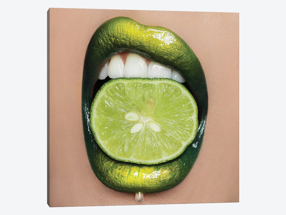Lime Lips by Vlada Haggerty 1-piece Canvas Art Print