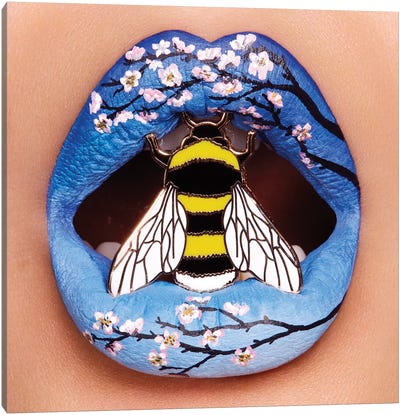 Blossoms Bee Canvas Art Print - Lips Art