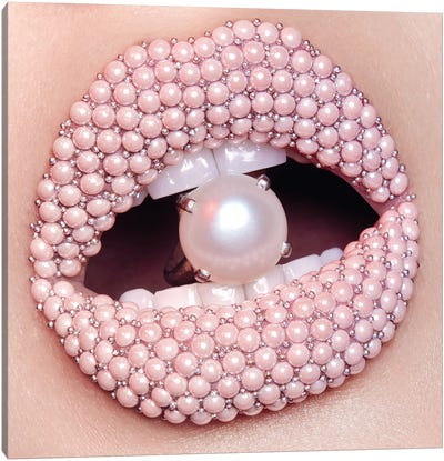 Pearls Canvas Art Print - Lips Art