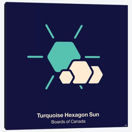 Turquoise Hexagon Sun Canvas Print #VHE103} by Viktor Hertz Art Print