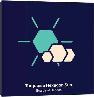 Turquoise Hexagon Sun Canvas Art Print - Viktor Hertz