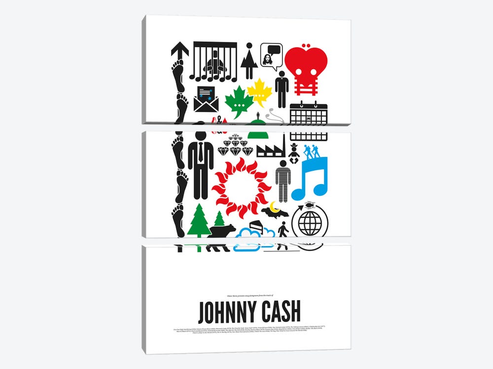 Johnny Cash by Viktor Hertz 3-piece Canvas Artwork