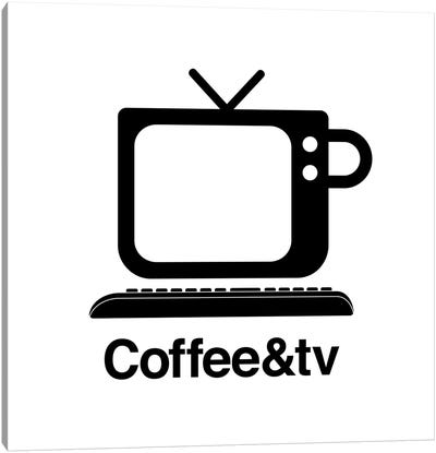 Coffee And Tv In Black And White Canvas Art Print - Viktor Hertz