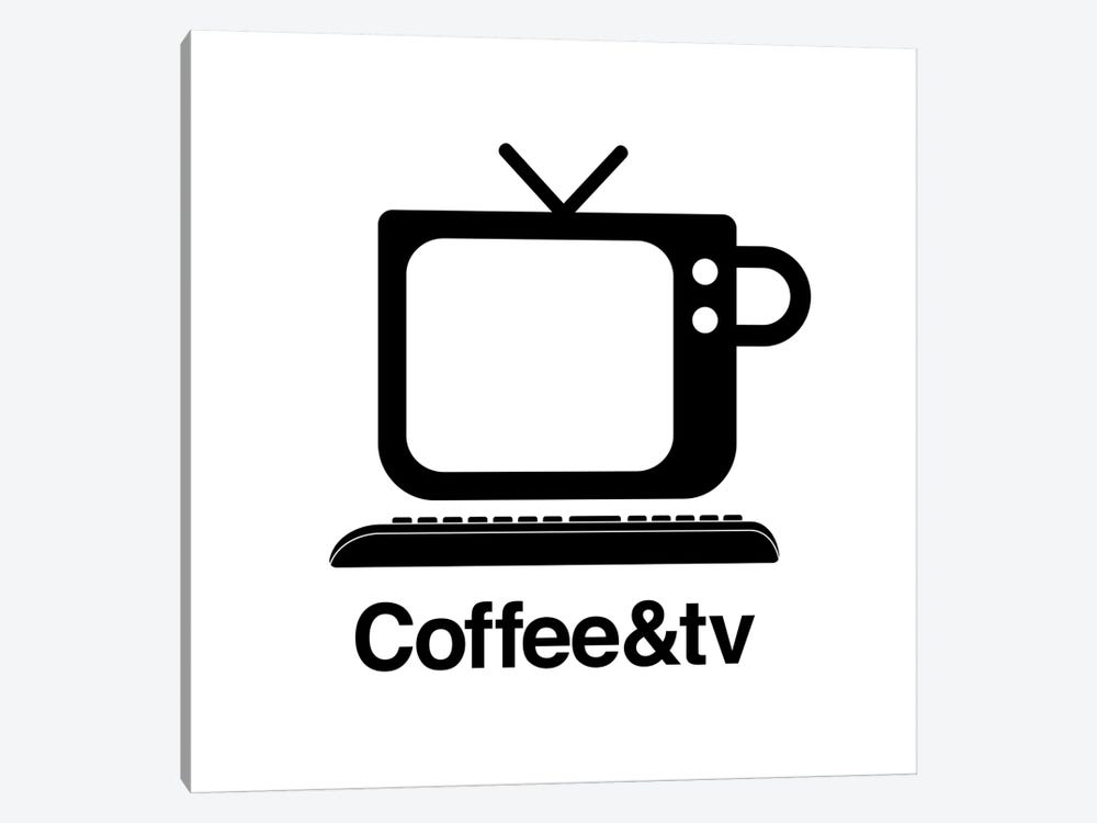Coffee And Tv In Black And White by Viktor Hertz 1-piece Canvas Print