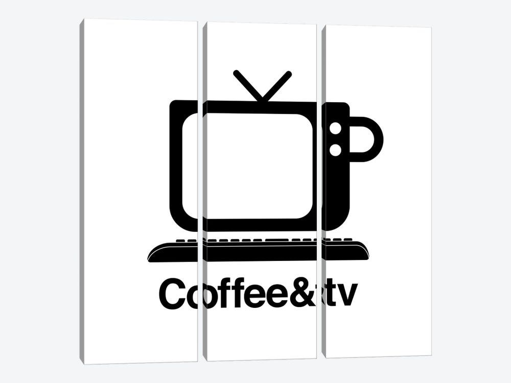 Coffee And Tv In Black And White by Viktor Hertz 3-piece Art Print