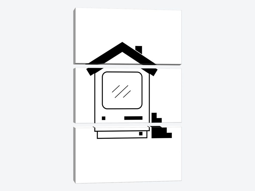 Home Computer In Black And White by Viktor Hertz 3-piece Canvas Print