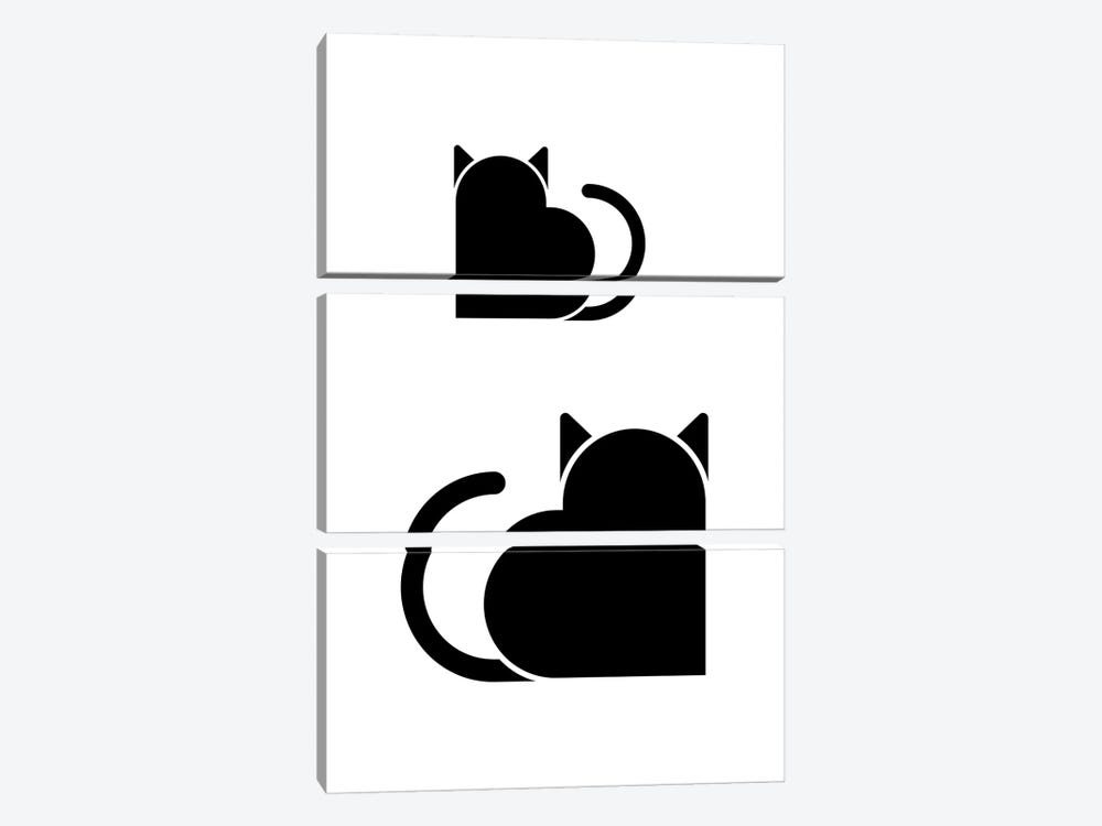Love Cats In Black And White by Viktor Hertz 3-piece Canvas Wall Art