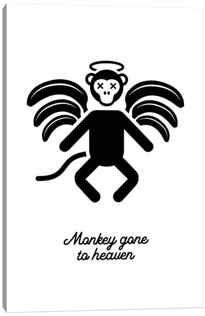 Monkey Gone To Heaven In Black And White Canvas Art Print - Viktor Hertz