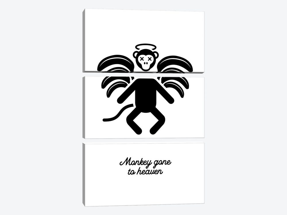Monkey Gone To Heaven In Black And White by Viktor Hertz 3-piece Canvas Artwork