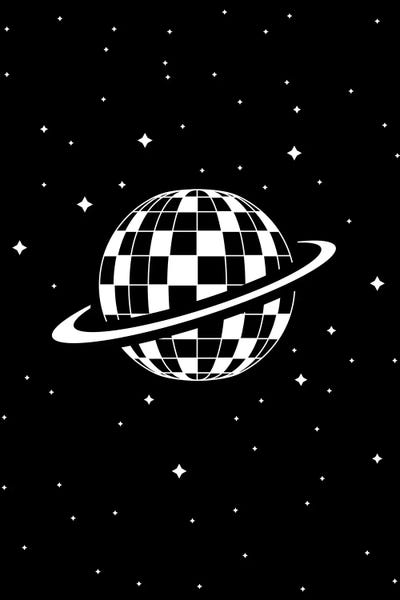 Planet Disco In Black And White by Viktor Hertz framed canvas print