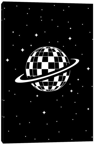 Planet Disco In Black And White Canvas Art Print - Black & Dark Art